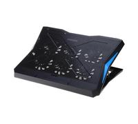 Soporte plegable para portátil con 6 ventiladores, soporte 2 USB, soporte de disipación de calor, enfriador ajustable, luz LED, elevadores de pantalla de computadora ajustables