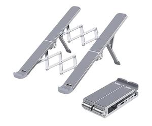 Soporte Plegable para Portátil De Aleación Aluminio, Ligero Y, con 6 Niveles Altura Diseño Ergonómico para Portátiles 10 A 17,3 Pulgadas, Ideal para Viajes Negocios Cafeterías(Gray)
