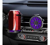 Soporte plegable para rejilla de ventilación de coche con soporte para teléfono, ajustable para diferentes tazas, operación con una sola mano para seguridad de conducción (negro morado)