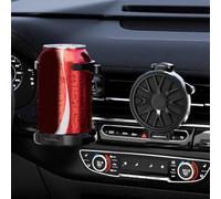 Soporte plegable para rejilla de ventilación de coche con soporte para teléfono, ajustable para diferentes tazas, operación con una sola mano para seguridad de conducción (negro)
