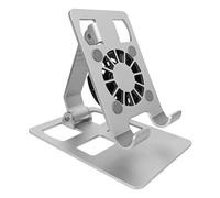 Soporte Plegable para Tableta y teléfono móvil de Escritorio con Ventilador de refrigeración, disipación de Calor para Cargar teléfonos Inteligentes, Ver vídeos, Ventilador de refrigeración, Silver