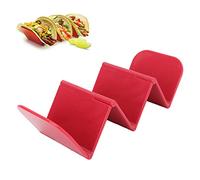 Soporte plegable para tacos, 20x7,5 cm, ABS, soporte para conchas de tacos, bandeja grande para servir alimentos, apto para lavavajillas, microondas, para restaurante, cocina, (Red)