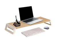 Soporte por monitor - Legno 54 x 20 x 7,5 cm con 4 puertos USB | Ripiano Alzatavolo Pèr PC In Legnø con Spazio Tastiera, Casa, Ufficio - Supporto Pe Monitoř Da Tavolo | Scuola, St