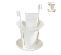 Soporte Portacepillos de dientes vertical - Base de drenaje estable de cerámica con ranuras | Portacepillos de dientes para baño | para oficina en casa dormitorio apartamento, peine de afeitar pasta