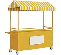 Soporte portátil de mercado de agricultores, carrito de alimentos móvil con toldo y ruedas, hierro forjado resistente, ideal para calles comerciales, centros comerciales, tiendas minoristas, mercados