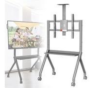 Soporte portátil inteligente con ruedas bloqueables, carrito móvil para pizarra blanca interactiva, altura ajustable, diseño resistente, gris-FD570