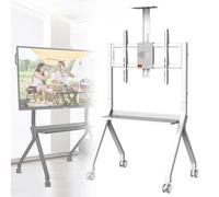 Soporte portátil inteligente con ruedas bloqueables, carrito móvil para pizarra blanca interactiva, altura ajustable, diseño resistente, blanco-FD580