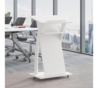 Soporte portátil para atril con ruedas, púlpito de pie de madera maciza para iglesia, sala de conferencias y recepción