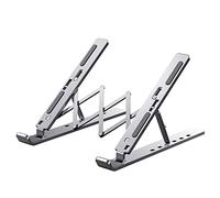 Soporte portátil para ordenador portátil, Soporte for computadora portátil, aleación de aluminio, plegable ajustable for computadoras portátiles 10 a 15,6 pulgadas, blanco y gris(Bianco)