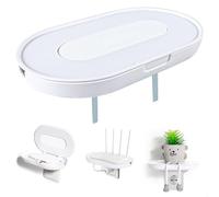 Soporte Proyector Pared y Soporte Router Pared, Router Rack y Balda Pared Sin Agujeros con Caja Router, Organizador para Cables, Blanco