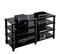 Soporte receptor estéreo vintage, gabinete de audio de pie para componentes AV de cine en casa, estante de consola duradero con estantes