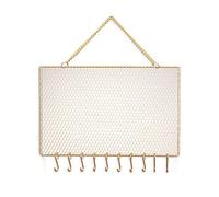 Soporte rectangular de rejilla metálica para pendientes para colgar en la pared Exquisito soporte para joyas con gancho para pendientes colgando Exquisito adorno interior rejilla metálica Soporte para