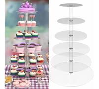 Soporte redondo de acrílico para cupcakes de 6 niveles, soporte de bandeja escalonada de 51 cm de alto, torre de magdalenas, soportes de exhibición de postres transparentes para bodas, fiestas, baby