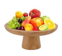 Soporte redondo de madera para pedestal, frutero de madera para mostrador de cocina, soporte para pasteles de madera rústica, pequeño cuenco decorativo, de postre, para frutas, (Original Color)