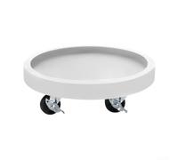 Soporte redondo grande para plantas con base sobre ruedas, bandeja móvil con aspecto de cemento, platillo para macetas interiores y exteriores para un fácil movimiento, rodillo de protección del suelo