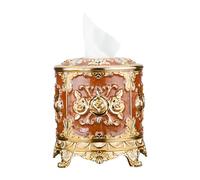 Soporte redondo para toallas de papel con acabado esmaltado, café dorado