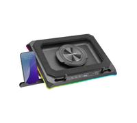 Mars Gaming MNBC-Ultra, Base Refrigeradora y Stand, Ventilador 140mm, Tecnología CoolCore Airflow, RGB Chroma, 5 Posiciones, Compatibilidad Portátiles hasta 18”, Soporte Smartphone, 4X USB-A, Negro