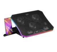 Mars Gaming MNBC6, Base Refrigeradora + Stand XL 19'' ARGB, 3 Ventiladores, Soporte Smartphone, Stand Ergonómico 7 Posiciones, 2X Puertos USB, Negro