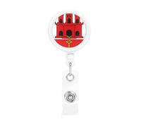 Soporte retráctil de bandera de Gibraltar para tarjetas de identificación con clip giratorio de 360°, carrete de insignia resistente para eventos de trabajo de oficina
