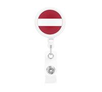 Soporte retráctil de bandera de Letonia con clip giratorio de 360°, carrete de insignia resistente para eventos de trabajo de oficina