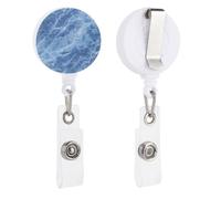 Soporte retráctil de mármol de lujo azul marino y blanco, con clip para tarjetas de identificación, para médicos, enfermeras, estudiantes, trabajadores de oficina