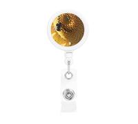 Soporte retráctil de polen de abeja y girasol, carrete de tarjeta de identificación con clip giratorio de 360°, carrete de insignia resistente para eventos de trabajo de oficina