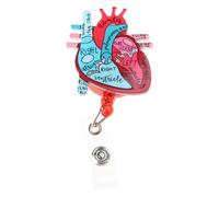 Soporte retráctil para carretes de insignia, con clip de identificación, para enfermera, nombre, tarjeta S, corazón, anatomía, enfermería, médico, trabajo, Medium, Poliéster, No es una piedra preciosa