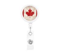Soporte retráctil para carretes de insignia retro de Canadá con clip y llavero, divertidos y bonitos clips de insignia, soporte resistente para tarjetas de identificación para trabajadores de oficina