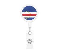 Soporte retráctil para tarjetas con clip giratorio, carrete de insignia de impresión de bandera de Cabo Verde, carrete de tarjeta de identificación para escaneo rápido