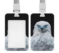 Soporte retráctil para tarjetas de identificación con diseño de águila blanca con ojos azules, protector de tarjetas, placa de nombre, para trabajo, oficina, médico, enfermera
