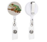 Soporte retráctil para tarjetas de identificación con diseño de rana de árbol en una rama para médicos, enfermeras, estudiantes, trabajadores de oficina