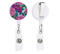 Soporte retráctil para tarjetas de identificación con diseño floral vibrante, con diseño de flores, para médicos, enfermeras, estudiantes, trabajadores de oficina