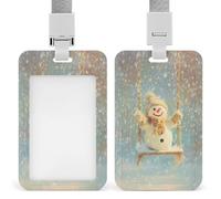 Soporte retráctil para tarjetas de identificación, diseño de muñeco de nieve feliz, protector de tarjetas, etiqueta de nombre para trabajo, oficina, médico, enfermera