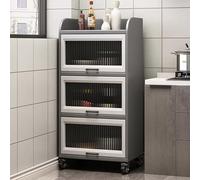 Soporte rodante para microondas con ruedas, estante de almacenamiento de cocina de madera, estante independiente para panaderos con puerta abatible, aparador multifuncional para ahorrar espacio en la