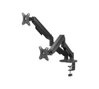 Soporte Savio UM-04 para dos monitores, montaje VESA, inclinación regulable, escritorio