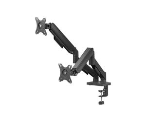 Soporte Savio UM-04 para dos monitores, montaje VESA, inclinación regulable, escritorio