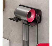 Soporte secador de Pelo, Soporte para secador de Pelo sin Necesidad de taladrar, Colgador secador Pelo, Soporte de Pared sin taladrar, Adecuado para la mayoría de secadores de Pelo (Negro)