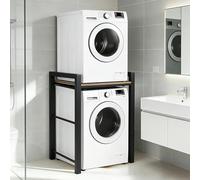 Soporte Secadora Sobre Lavadora, Mueble para Lavadora y Secadora - Ajuste de 3 Niveles, Torre Armario Lavadoras Secadoras - Carga 350kg, Estructura Lavadoras para Baño Balcón Lavandería (Negro)