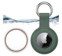 Soporte seguro impermeable para Apple Air Tag con llavero, funda duradera resistente a los arañazos, llavero protector para llaves, mascotas, equipaje, mochilas y más (verde oscuro)