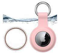 Soporte seguro impermeable para Apple Air Tag con llavero, funda duradera resistente a los arañazos, llavero protector AirTag para llaves, mascotas, equipaje, mochilas y más (rosa)