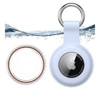 Soporte seguro impermeable para Apple Air Tag con llavero, funda duradera resistente a los arañazos, llavero protector AirTag para llaves, mascotas, equipaje, mochilas y más (azul claro)