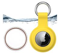 Soporte seguro impermeable para Apple Air Tag con llavero, funda duradera resistente a los arañazos, llavero protector AirTag para llaves, mascotas, equipaje, mochilas y más (amarillo)
