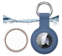 Soporte seguro impermeable para Apple Air Tag con llavero, funda duradera resistente a los arañazos, llavero protector para llaves, mascotas, equipaje, mochilas y más (azul oscuro)