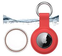 Soporte seguro impermeable para Apple Air Tag con llavero, funda duradera resistente a los arañazos, llavero protector para llaves, mascotas, equipaje, mochilas y más (rojo)