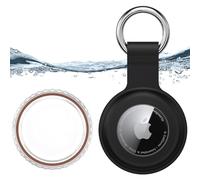 Soporte seguro impermeable para Apple Air Tag con llavero, funda duradera resistente a los arañazos, llavero protector AirTag para llaves, mascotas, equipaje, mochilas y más (negro)