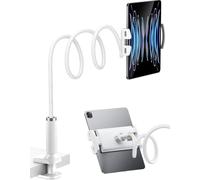 Soporte Tablet de Cuello de Cisne para Cama, Ajustable 360º Soporte iPad y Teléfono para Escritorio para Grabación de Vídeo, para Serie iPad/ Switch/ Galaxy Tabs/ Kindle Fire y Más - Blanco