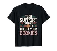 Soporte técnico Estoy aquí para Eliminar Sus Cookies Navidad Navidad Camiseta gráfica económica, Hombre, Negro, M