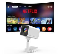 [Soporte telescópico con licencia de Netflix] PANSEBA Proyector inteligente con WiFi y Bluetooth, mini proyector Keystone automático, proyector de películas al aire última intervensión con zoom