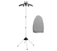 Soporte telescópico para vaporizador de ropa con colgador giratorio y clip para pantalones para vaporizadores verticales, estante de aluminio ajustable de 160 cm para uso doméstico (negro)