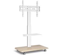 Soporte Television Pie Ruedas Móvil - Rfiver Soporte TV Suelo +/-30° Giratorio Altura Ajustable para 26-70 Pulgadas TV - Soportes Televisor Madera Blanco Alto con Estante | MAX 35 KG Vesa 400x400 mm